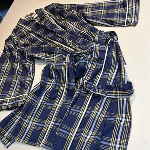 Bill Blass Blue Plaid Robe OS NWT poly/cotton